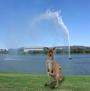 canberra lake burley griffin with parliament house across the water