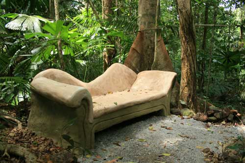 a stylish concrete sofa