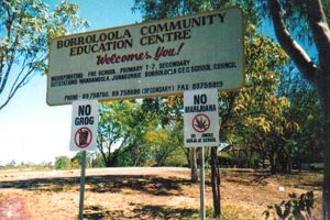 sign at school in outback town borroloola northern territory