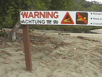 crocodile warning sign at the daintree river