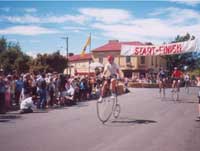 penny farthing race in evandale, tasmania