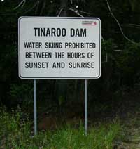 no water skiing at night at lake tinaroo