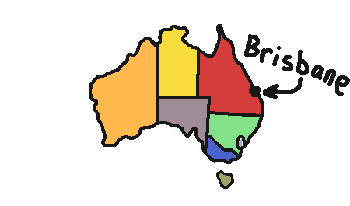 map of australia showing brisbane i n queensland
