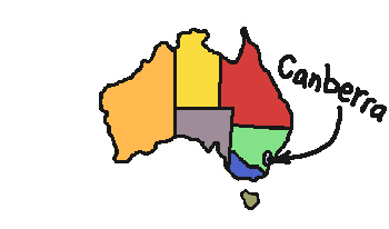 map of australia showing canberra in australian capital territory or ACT
