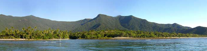 mount sorrow seen from the ocean over coconut beach