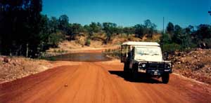 on the road in outback queensland oon the way to hte northern territory