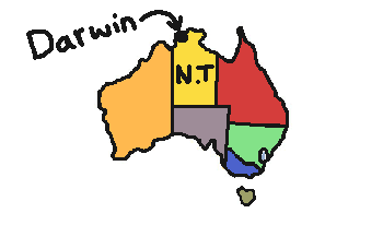 map of australia showing darwin in the northern territory